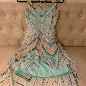 Candies XS high low mint/ pastel design dress w lace bottom
